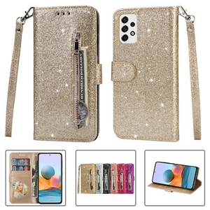 For Samsung Galaxy A82 A71 A72 Glitter Leather Flip Holder Wallet Phone Case - Picture 1 of 25