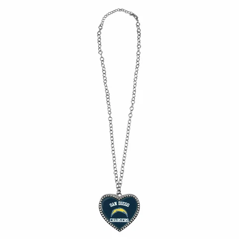 NEW SAN DIEGO CHARGERS LARGE CRYSTAL HEART NECKLACE LICENSED Cover