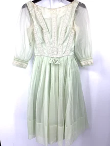 Vintage Emma Domb Kleid Damen 9 Tüll Netz Blumen Coquette Lolita Cottagecore - Bild 1 von 20