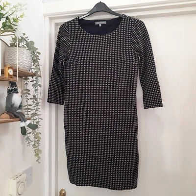 Laura Ashley Dress Office Workwear Winter Sleeves Black Beige Pattern UK Size 10 - Image 1 of 4
