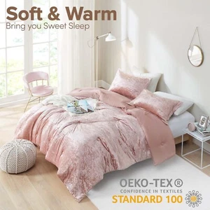 Luxe Comforter Set Velvet Lush with Shams All Season Reversible Full/Queen King - Picture 1 of 22