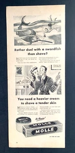 1946 Molle Shaving Cream Print Ad 13in x6in - Picture 1 of 1