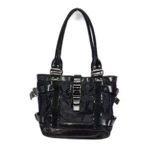 DKNY Black Nylon, Leather & Suede Purse Handbag with Buckle - Picture 1 of 5