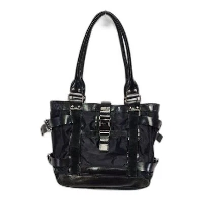 DKNY Black Nylon, Leather & Suede Purse Handbag with Buckle - Image 1 of 4