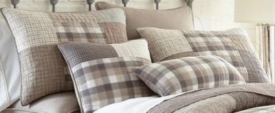 Donna Sharp Smoky Square Quilted Plaid Country Chic Farmhouse Rustic Shams (2) - Image 1 of 4