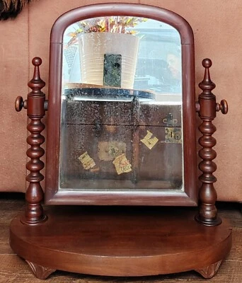 Victorian Gentlemens Shaving Bathroom Mirror On Tilting Wooden Stand.  - Imagem 1 de 4