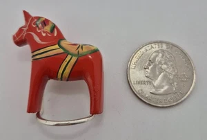 Painted Wooden Dala Horse Broach - Picture 1 of 4