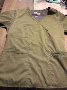 Grey's Anatomy By Barco Spandex Stretch Green Short Sleeve Scrub Top Women's M - Picture 1 of 5
