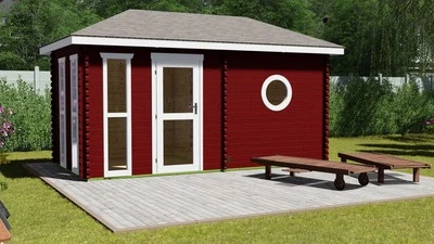 Saunahaus Außensauna Gartensauna Sauna Gartenhaus 4,8x2,4 m Ofen Trontheim 4 - Bild 1 von 4