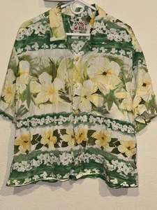 Vtg 80s 90s Jams World Men’s Size XL Multicolor Floral Yellow Green Camp Shirt - Picture 1 of 5