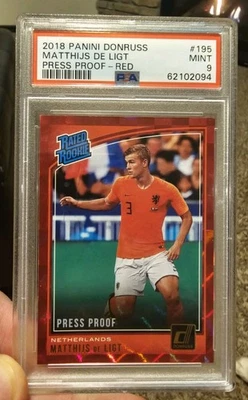 ⚽️ 2018 Donruss Rated Rookie Press Proof Red Matthijs de Ligt #195  - Image 1 of 2