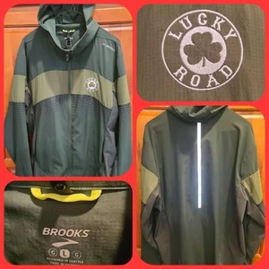 Brooks Canopy Jacket Ultralight Packable Windbreaker Embroidered Lucky Road Lrg - Picture 1 of 11