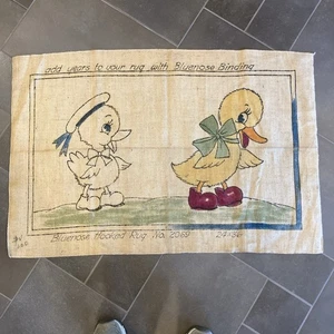 Vintage BLUENOSE  Burlap Rug Hooking Pattern 2069  24” X 36” Ducks Child Nursery - Picture 1 of 21