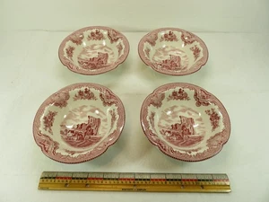 4 Johnson Bros Old Britain Castles Cereal Bowls 6 inch Ribbed Pink Denbigh - Picture 1 of 6