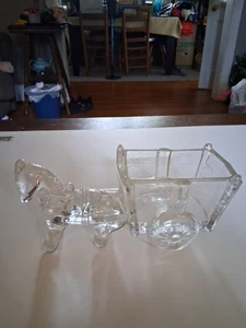 Clear Glass Figure Of Donkey And Cart - Picture 1 of 14