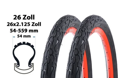 2 Stück 26 Zoll Beach Cruiser Fahrrad Reifen 26x2.125 City Bike 54-559 Schwarz - Bild 1 von 4