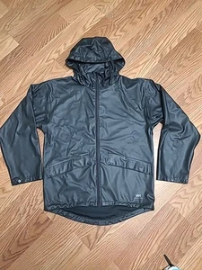 Helly Hansen Mens Polyurethane Rain Jacket Hoodie Black Full Zip - Size Small - Picture 1 of 7