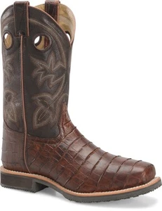 Double-H Boots Men's 12� Wayne Steel Toe Roper Work Boot Chocolate Gator - DH522 - Picture 1 of 7