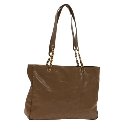 Bolso de Mano Chanel Esmalte Marrón Dorado CC Auténtico bs28851 Foto 1 de 4