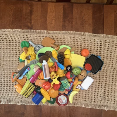 LOT of Kids Pretend Play Food Fruit Vegetable Meat Bread Dessert 89 Pieces. - Image 1 of 4