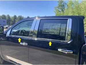 Polished Window Sill Accent for 20-24 Chevrolet Silverado 3500 HD Crew Cab [4pc] - Picture 1 of 3