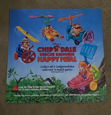 Vintage 1989 McDonald’s Chip N Dale Happy Meal Translite  22 x 22” - Image 1 of 2