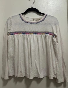 Peek Multicolor Embroidered Geo Print Long Bell Sleeves Round Neck Blouse Sz XL - Picture 1 of 7