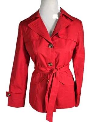 Jaqueta Glacca Wms S cor vermelha algodão nylon poli curta estilo trincheira S83 - Imagem 1 de 4