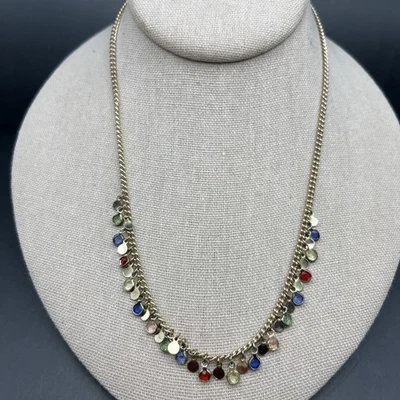 Loft Outlet Delicado Collar Tono Dorado Multicolor Pequeño Bisel Estrás Boho Foto 1 de 4