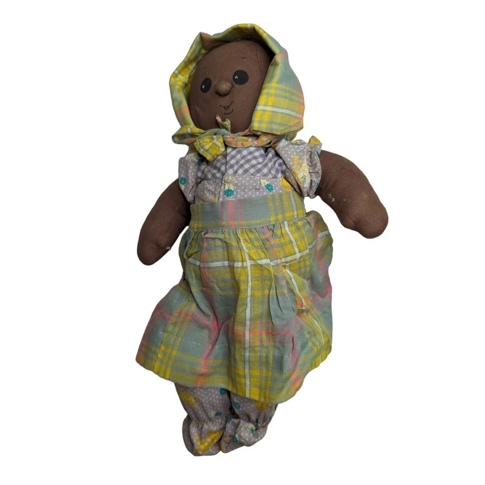 Vintage 1960s African American Handmade Baby Doll Cloth 16" Tall - Image 1 of 4