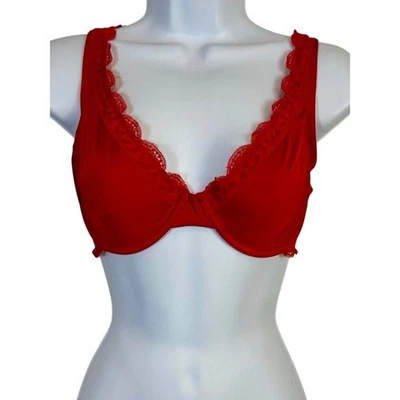 Aerie Happy Lace Trim Bra, Red, 36D - Image 1 of 4