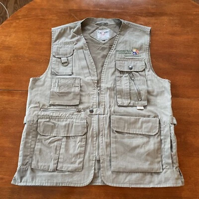 Chaleco de pesca de caza utilitario Fox Fire mediano para hombre cremallera varios bolsillos algodón Foto 1 de 4