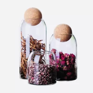 SPICE JAR FOOD STORAGE CONTAINER GLASS 3Pcs Conisters Kitchen Dry Food Storage  - Picture 1 of 7