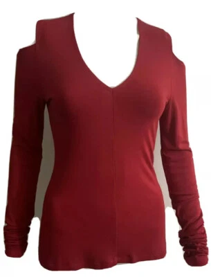 Top rojo hombro frío para mujer Donna Karan talla S Foto 1 de 4