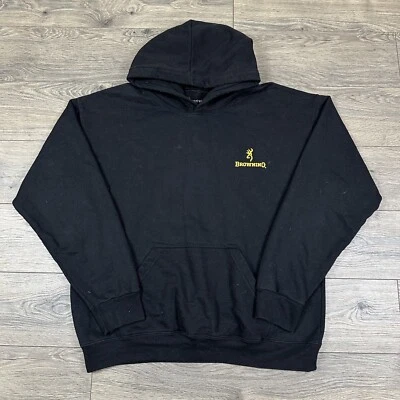 Sudadera De Colección Y2K Browning Adulto L Negra Sudadera con Capucha Amarillo Logo Caza Foto 1 de 4