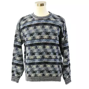 90s Protege Coogi Style 3D Popcorn Knit Mens Sweater 2XL Blue StreetwearAbstract - Picture 1 of 4