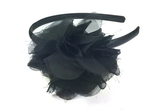 Black Net Corsage Flower Alice Band Detail No Teeth - Picture 1 of 1