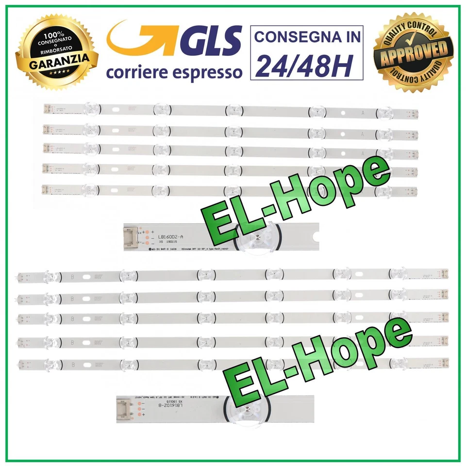 KIT 10 BARRE LED PER TV LG 55" AGF78401601 6916L-1987A/1988A 55LB580V 55LB630V - Immagine 1 di 1