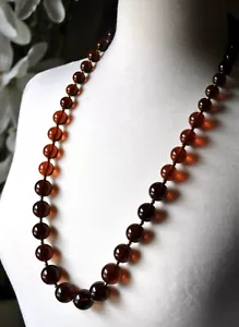 Cute Vintage NAPIER Necklace Faux Amber Graduated Lucite Beads Signed. 32” - Picture 1 of 4