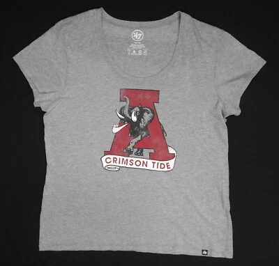 Alabama Crimson Tide Women’s ’47 Grey T-Shirt Elephant Size 2XL - Image 1 of 4