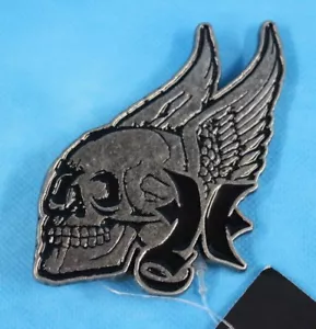 New Winged Skull Belt Buckle-Metal with Black Enamel - Picture 1 of 4