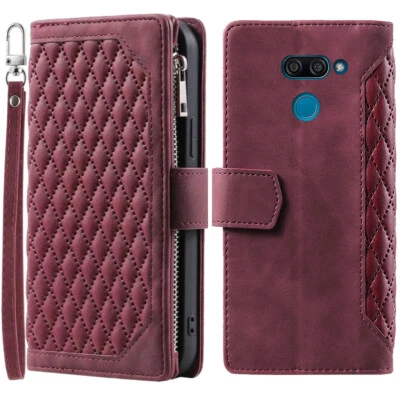 LG K50 Lujo Romboidal Cartera Estuche, Cuero Cremallera Abatible Tarjeta Teléfono Estuche Para LG Q60 Foto 1 de 4