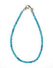 Sky Blue Turquoise Gemstone 925 Sterling Silver 8" Strand Bracelet 3 mm Beads