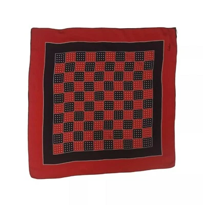 ECHO Red Geometric Silk Scarf 23"/ 22.5” EC - Image 1 of 4