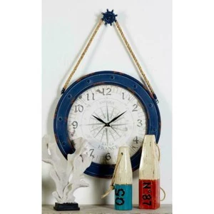 Wall Clock Metal 24 x 37in Bronze Navy White NEW (L) - Picture 1 of 5