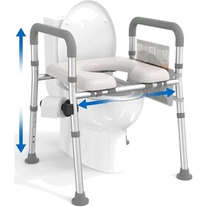 Toilettensitzerhöhung Toilettensitz erhöhtes WC Senioren mit Griffen verstellbar - Bild 1 von 9