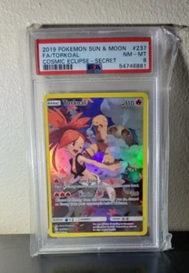 POKEMON SOLE E LUNA 2019 ECLISSI COSMICA 237 FULL ART/TORKOAL SECRET - PSA 8- NM - Foto 1 di 2
