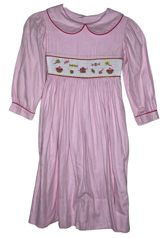 Vestido rosa Beaux et Belles meninas tamanho 7 sorvete doce aniversário - Imagem 1 de 4