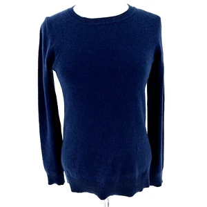 Suéter Aspen 100 % cachemir para mujer pequeño azul marino 2 capas cuello redondo suave oficina - Imagen 1 de 6