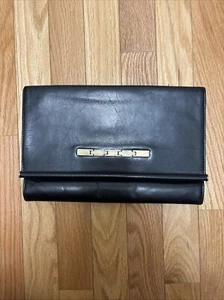 Pochette usata vintage Swan originale in pelle nera - Foto 1 di 9